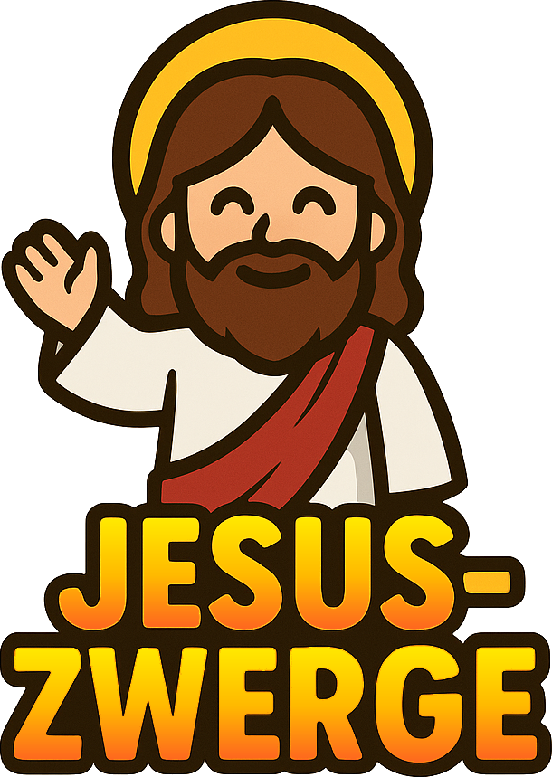 Logo der Jesus-Zwerge: fröhlicher Jesus mit Handgruß